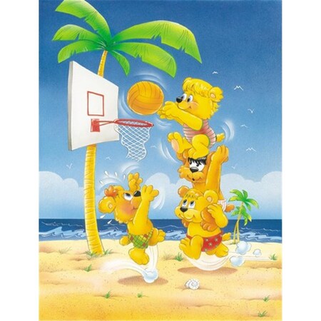 Carolines Treasures Bears Playing Basketball Flag Canvas House Size APH0388CHF
